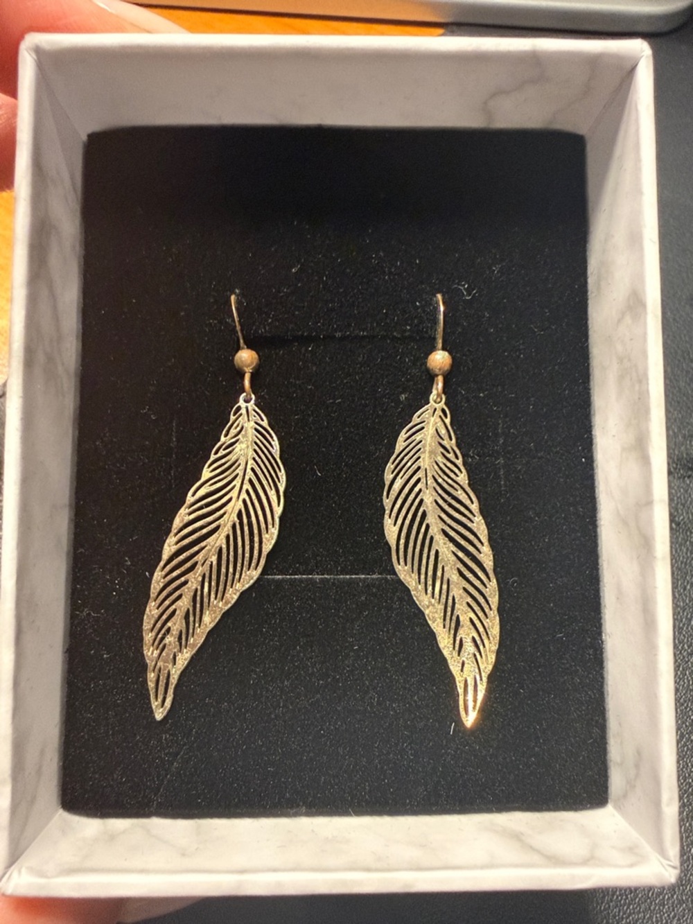 Gold Feather Drop Earrings - Women Jewelry
